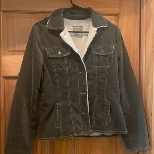 Vintage Olive Green Sherpa Lined Jacket